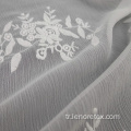 Pamuk çiçek deseni% 100 polyester beyaz tül kumaş